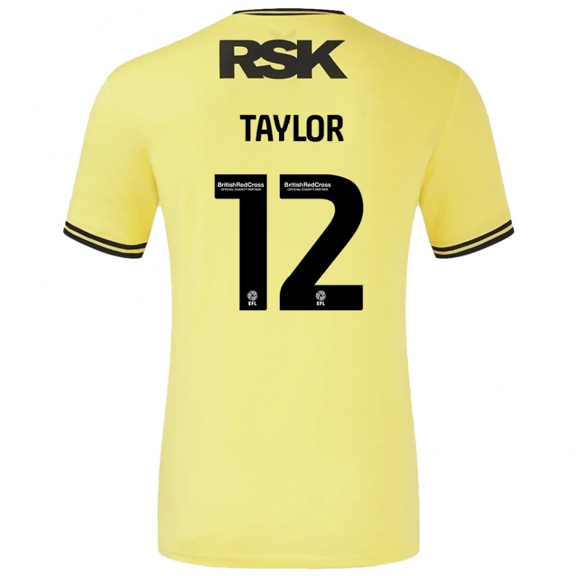 Kandiny Gyermek Terry Taylor #12 Sárga Fekete Idegenbeli Jersey 2024/25 Mez Póló Ing