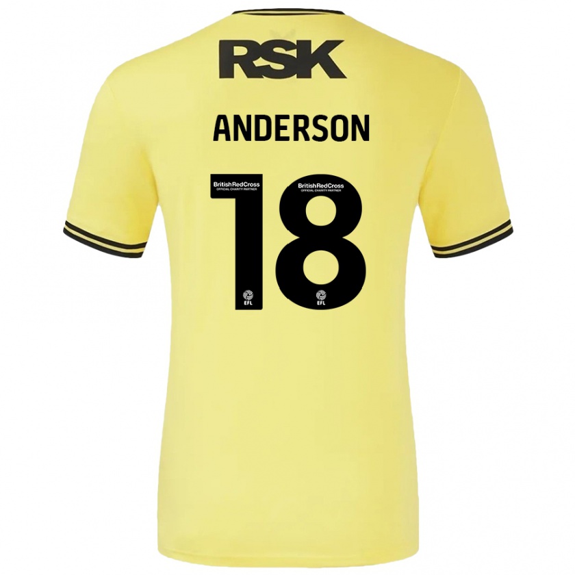 Kandiny Gyermek Karoy Anderson #18 Sárga Fekete Idegenbeli Jersey 2024/25 Mez Póló Ing