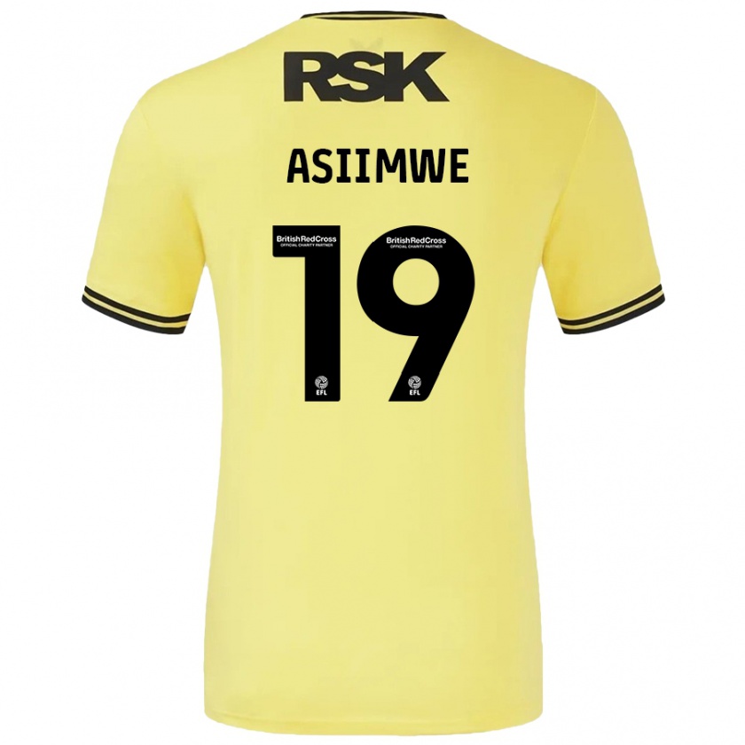 Kandiny Gyermek Nathan Asiimwe #19 Sárga Fekete Idegenbeli Jersey 2024/25 Mez Póló Ing