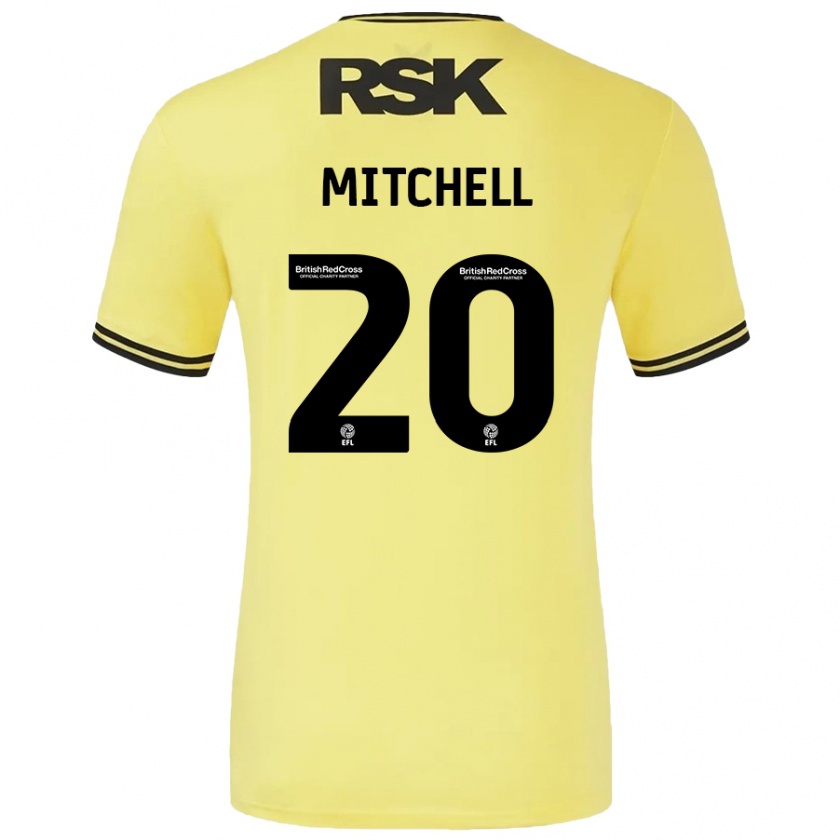 Kandiny Gyermek Zach Mitchell #20 Sárga Fekete Idegenbeli Jersey 2024/25 Mez Póló Ing