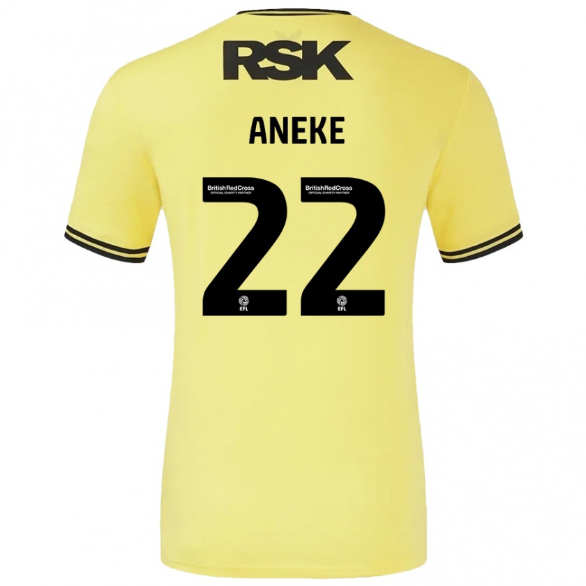 Kandiny Gyermek Chuks Aneke #22 Sárga Fekete Idegenbeli Jersey 2024/25 Mez Póló Ing