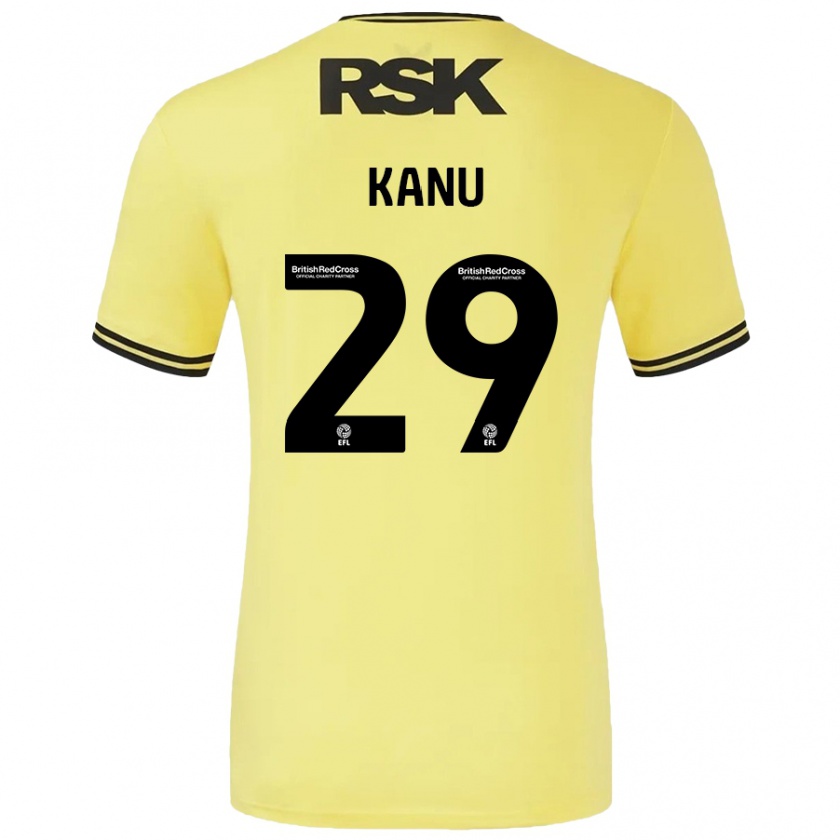 Kandiny Gyermek Daniel Kanu #29 Sárga Fekete Idegenbeli Jersey 2024/25 Mez Póló Ing