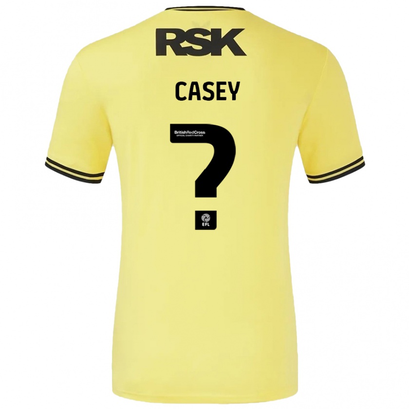 Kandiny Gyermek Patrick Casey #0 Sárga Fekete Idegenbeli Jersey 2024/25 Mez Póló Ing