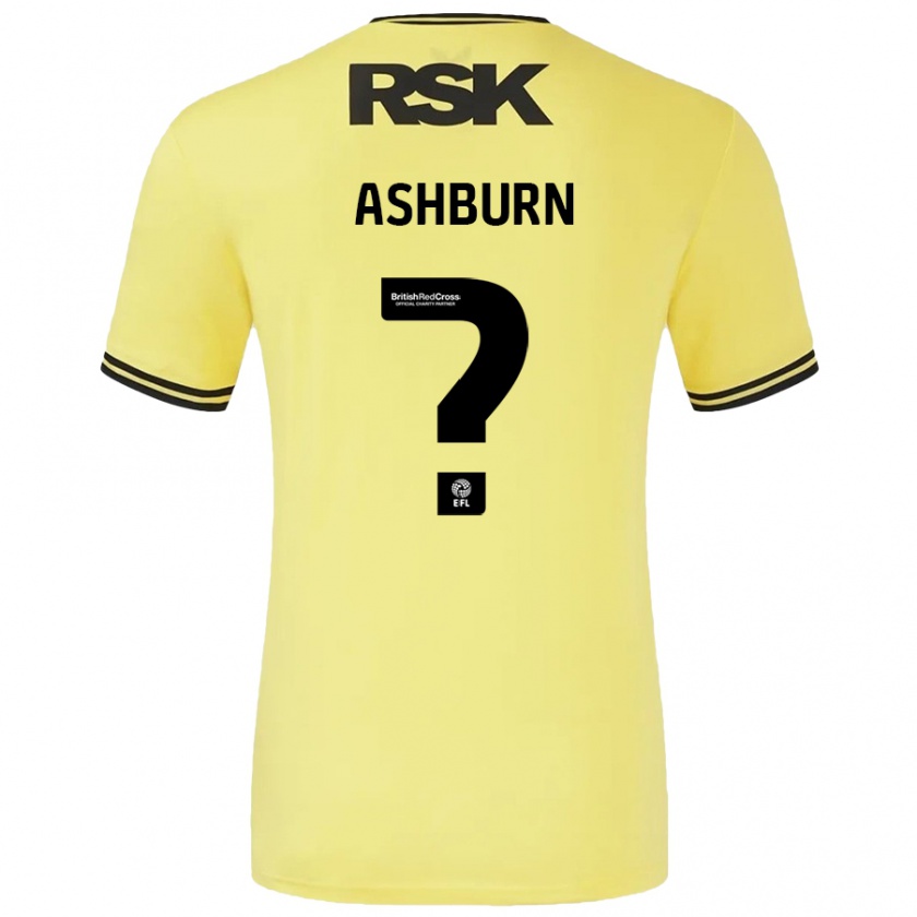 Kandiny Gyermek Luke Ashburn #0 Sárga Fekete Idegenbeli Jersey 2024/25 Mez Póló Ing