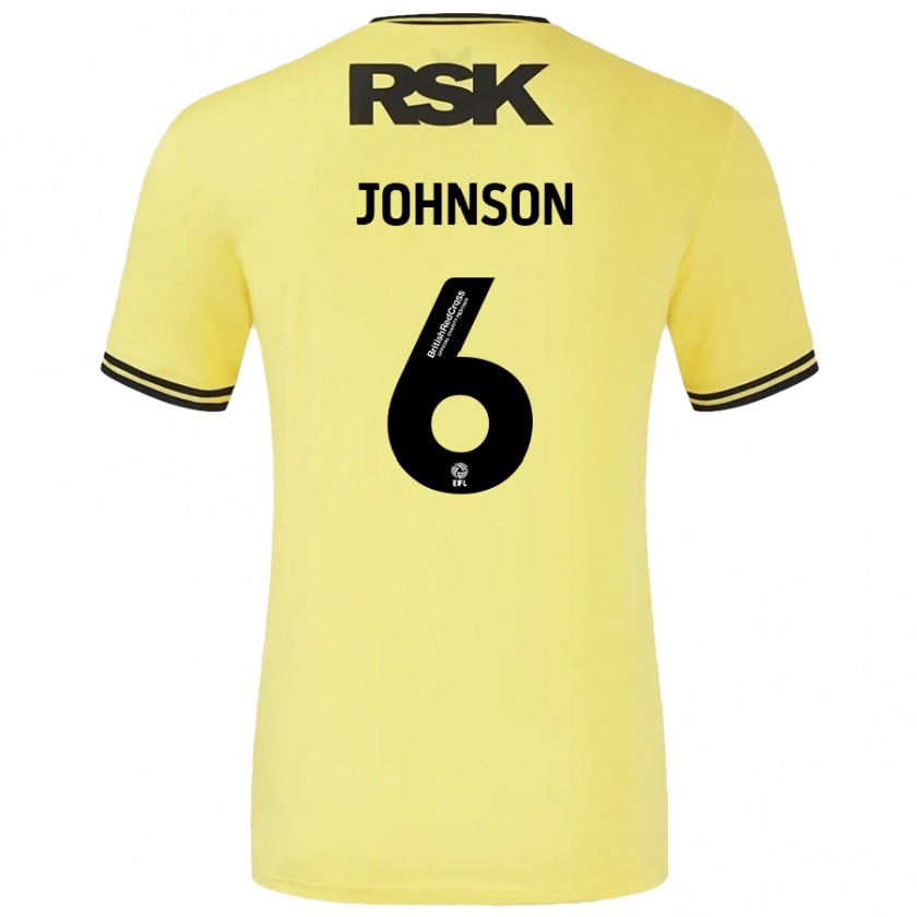 Kandiny Gyermek Melissa Johnson #6 Sárga Fekete Idegenbeli Jersey 2024/25 Mez Póló Ing