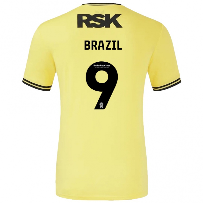 Kandiny Gyermek Ellie Brazil #9 Sárga Fekete Idegenbeli Jersey 2024/25 Mez Póló Ing