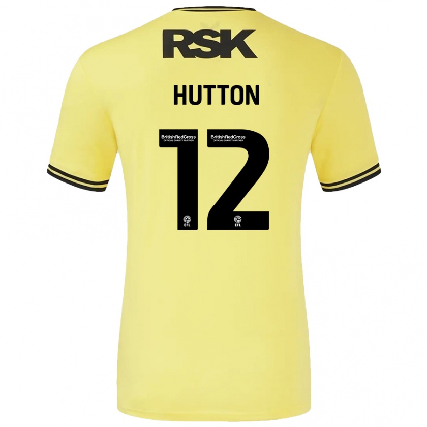 Kandiny Gyermek Jodie Hutton #12 Sárga Fekete Idegenbeli Jersey 2024/25 Mez Póló Ing