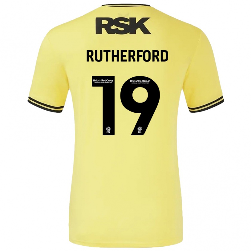 Kandiny Gyermek Ella Rutherford #19 Sárga Fekete Idegenbeli Jersey 2024/25 Mez Póló Ing