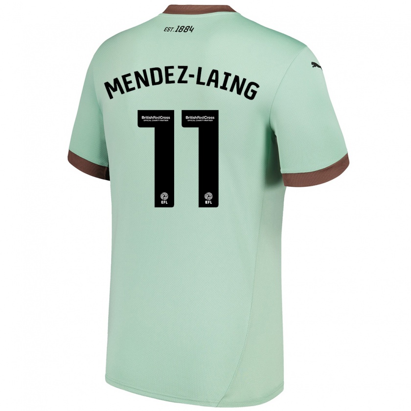 Kandiny Gyermek Nathaniel Méndez-Laing #11 Halványzöld Idegenbeli Jersey 2024/25 Mez Póló Ing