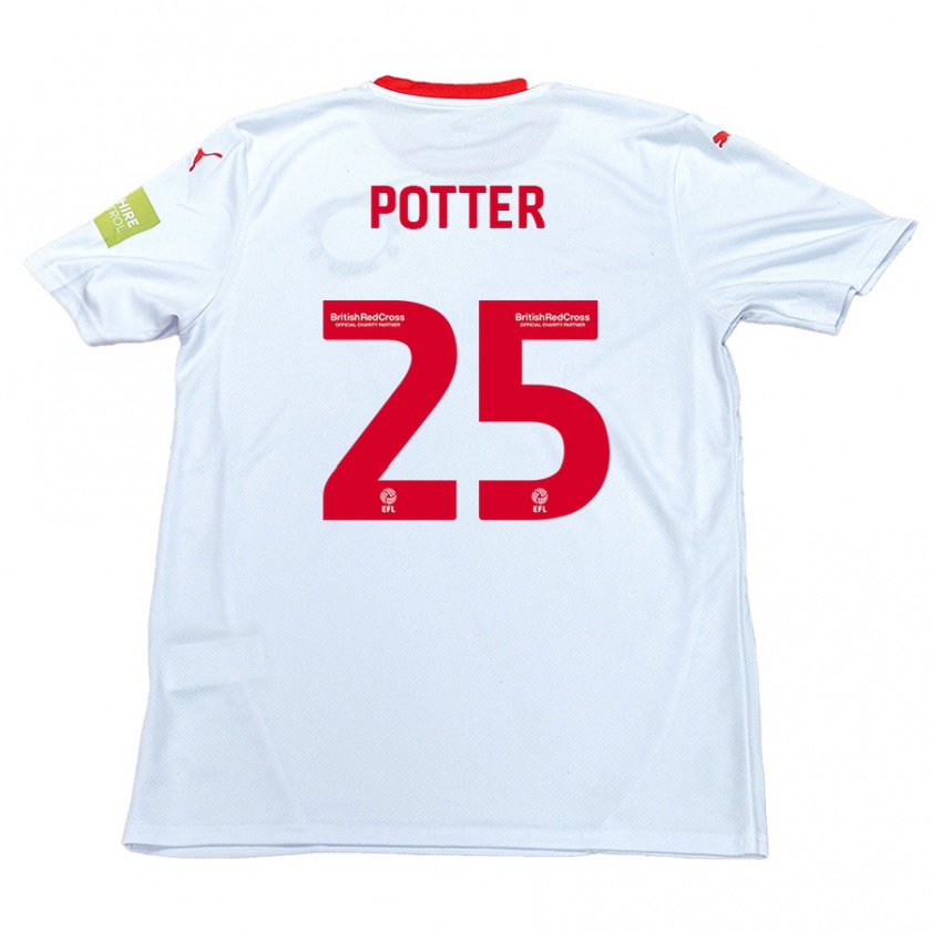 Kandiny Gyermek Finley Potter #25 Fehér Idegenbeli Jersey 2024/25 Mez Póló Ing