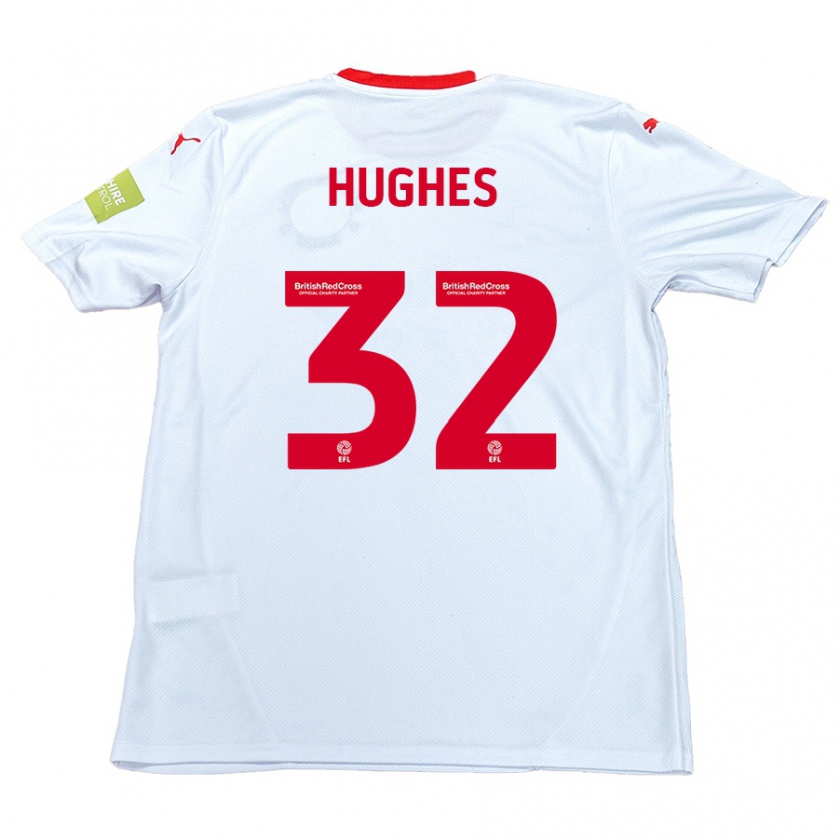 Kandiny Gyermek Kayden Hughes #32 Fehér Idegenbeli Jersey 2024/25 Mez Póló Ing