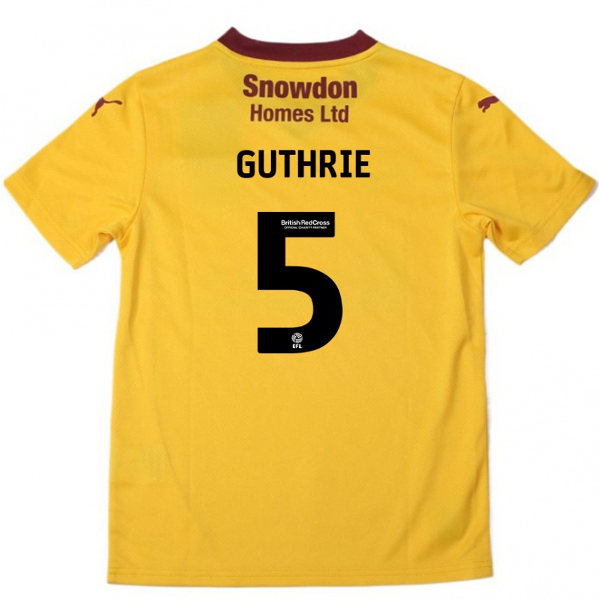 Kandiny Gyermek Jon Guthrie #5 Narancssárga Burgundi Idegenbeli Jersey 2024/25 Mez Póló Ing