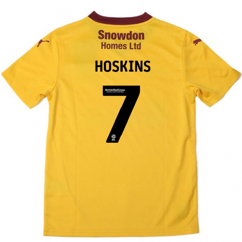 Kandiny Gyermek Sam Hoskins #7 Narancssárga Burgundi Idegenbeli Jersey 2024/25 Mez Póló Ing