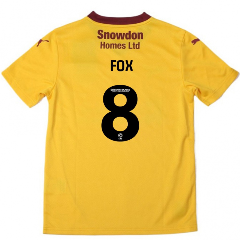 Kandiny Gyermek Ben Fox #8 Narancssárga Burgundi Idegenbeli Jersey 2024/25 Mez Póló Ing