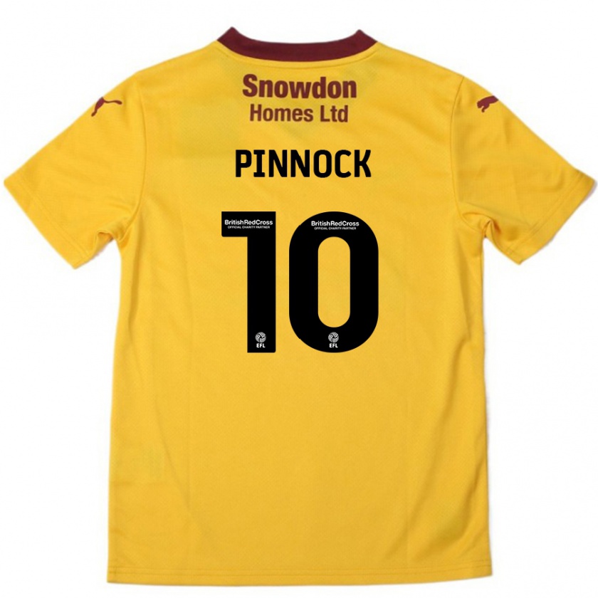 Kandiny Gyermek Mitch Pinnock #10 Narancssárga Burgundi Idegenbeli Jersey 2024/25 Mez Póló Ing