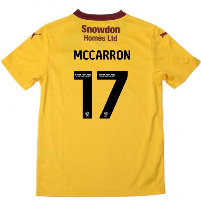 Kandiny Gyermek Liam Mccarron #17 Narancssárga Burgundi Idegenbeli Jersey 2024/25 Mez Póló Ing