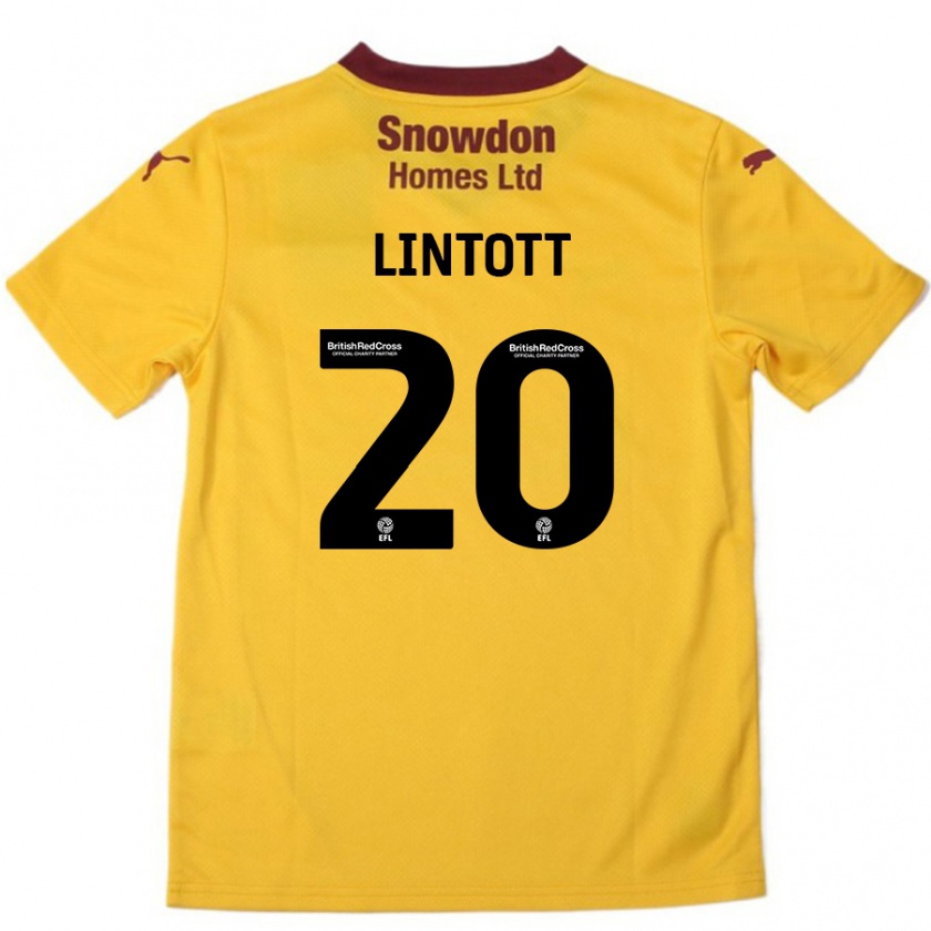 Kandiny Gyermek Harvey Lintott #20 Narancssárga Burgundi Idegenbeli Jersey 2024/25 Mez Póló Ing