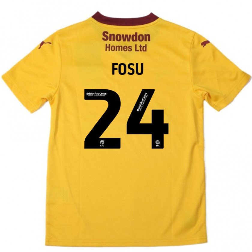 Kandiny Gyermek Tariqe Fosu #24 Narancssárga Burgundi Idegenbeli Jersey 2024/25 Mez Póló Ing