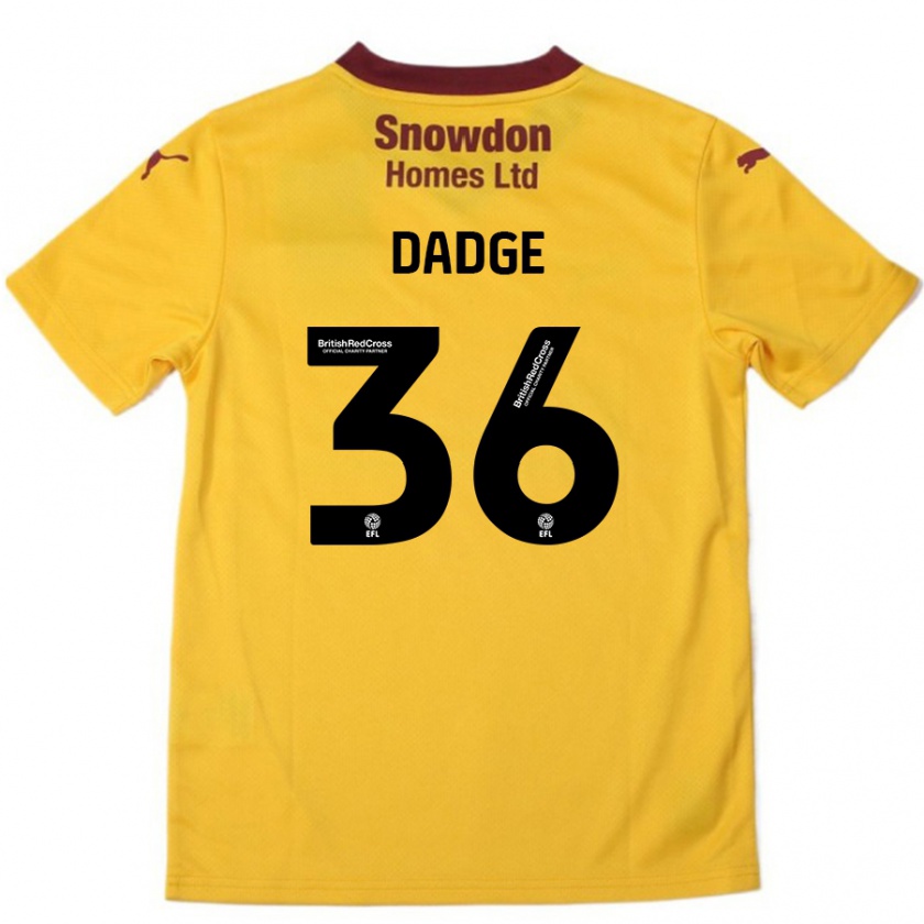 Kandiny Gyermek James Dadge #36 Narancssárga Burgundi Idegenbeli Jersey 2024/25 Mez Póló Ing