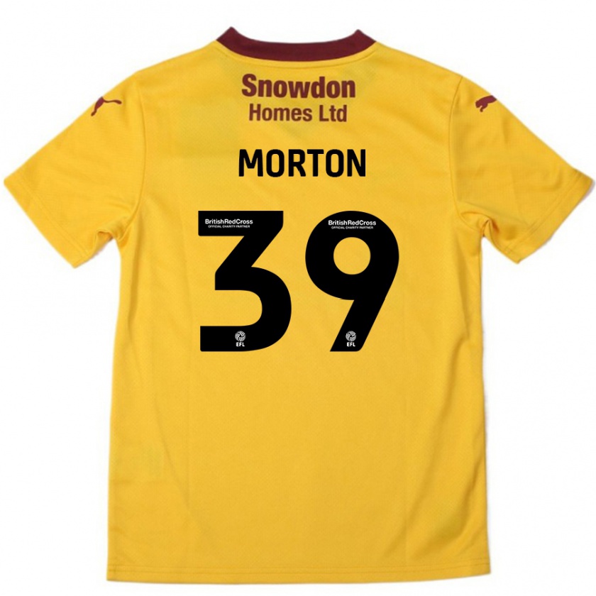 Kandiny Gyermek Callum Morton #39 Narancssárga Burgundi Idegenbeli Jersey 2024/25 Mez Póló Ing