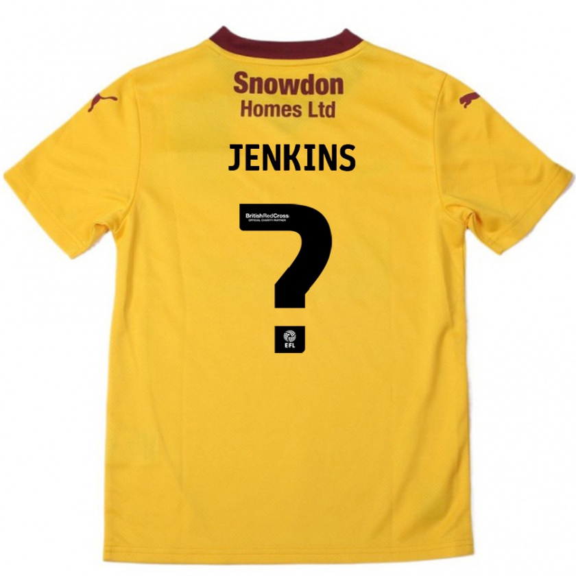 Kandiny Gyermek Leo Jenkins #0 Narancssárga Burgundi Idegenbeli Jersey 2024/25 Mez Póló Ing