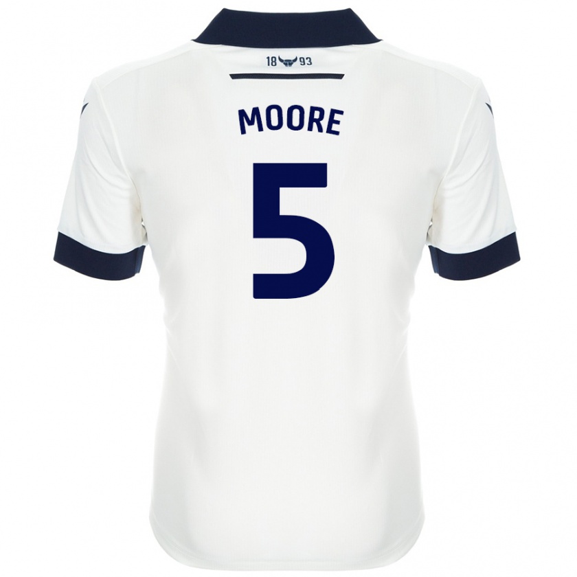 Kandiny Gyermek Elliott Moore #5 Fehér Sötétkék Idegenbeli Jersey 2024/25 Mez Póló Ing