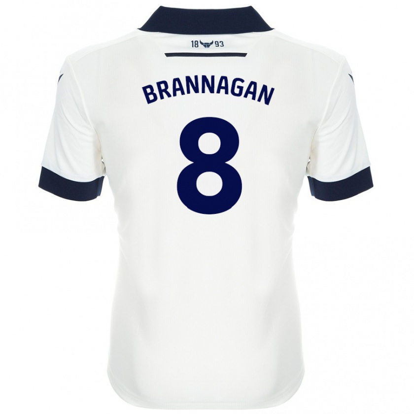 Kandiny Gyermek Cameron Brannagan #8 Fehér Sötétkék Idegenbeli Jersey 2024/25 Mez Póló Ing