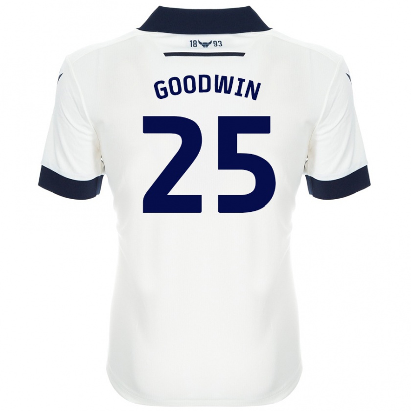 Kandiny Gyermek Will Goodwin #25 Fehér Sötétkék Idegenbeli Jersey 2024/25 Mez Póló Ing