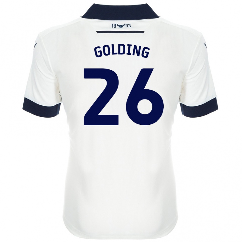 Kandiny Gyermek James Golding #26 Fehér Sötétkék Idegenbeli Jersey 2024/25 Mez Póló Ing