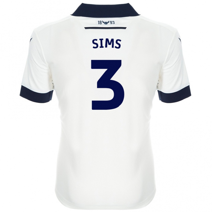 Kandiny Gyermek Gemma Sims #3 Fehér Sötétkék Idegenbeli Jersey 2024/25 Mez Póló Ing