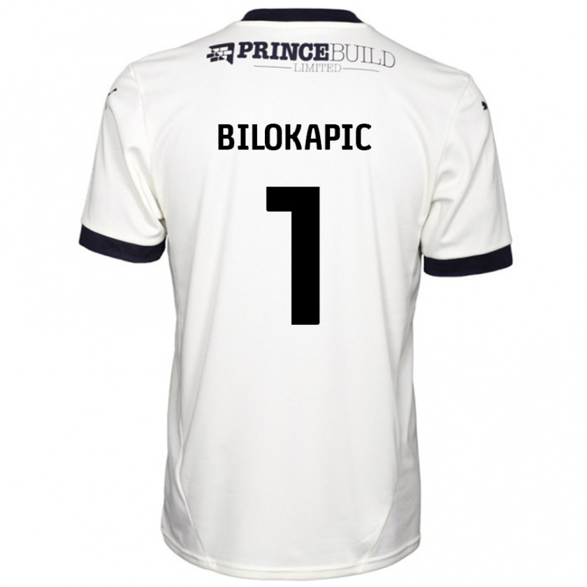 Kandiny Gyermek Nicholas Bilokapic #1 Törtfehér Fekete Idegenbeli Jersey 2024/25 Mez Póló Ing