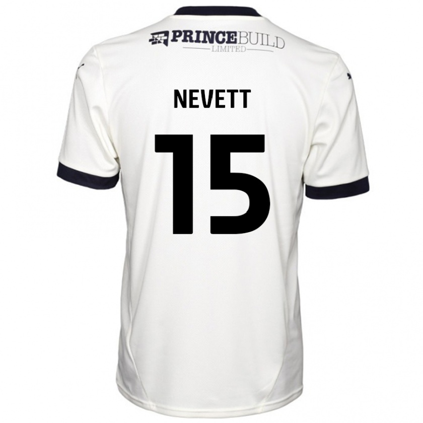 Kandiny Gyermek George Nevett #15 Törtfehér Fekete Idegenbeli Jersey 2024/25 Mez Póló Ing