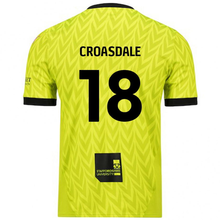 Kandiny Gyermek Ryan Croasdale #18 Fluoreszkáló Zöld Idegenbeli Jersey 2024/25 Mez Póló Ing