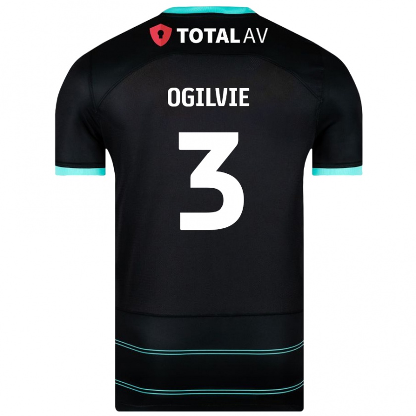 Kandiny Gyermek Connor Ogilvie #3 Fekete Idegenbeli Jersey 2024/25 Mez Póló Ing