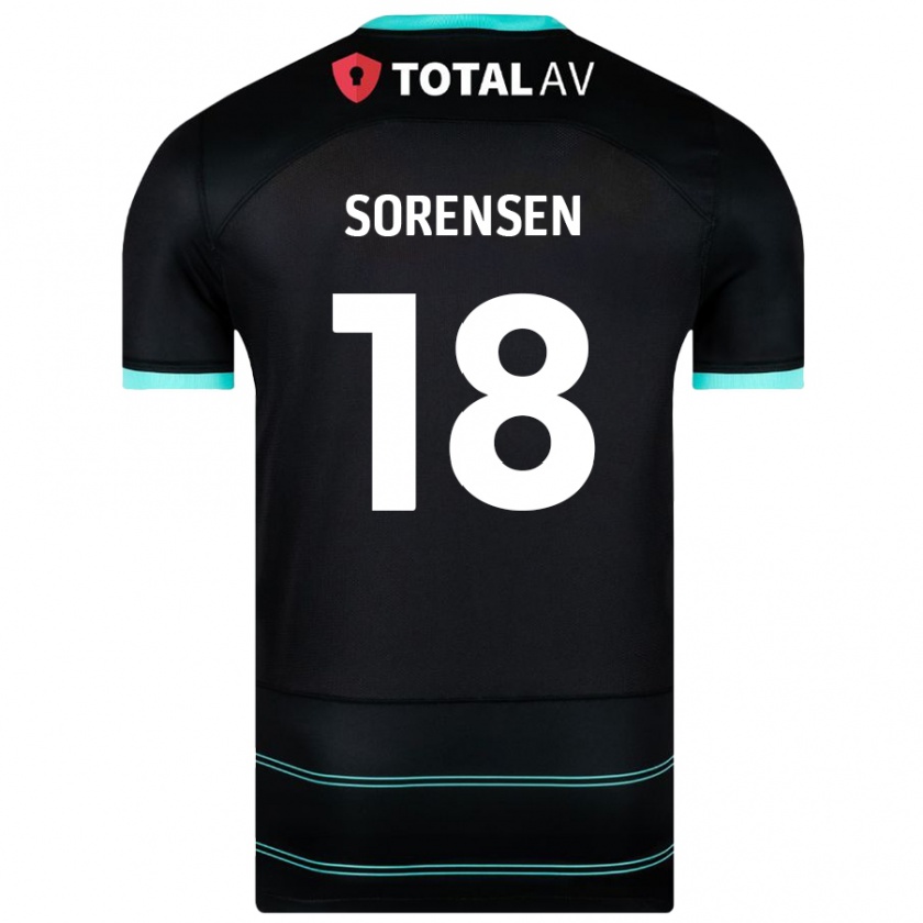 Kandiny Gyermek Elias Sørensen #18 Fekete Idegenbeli Jersey 2024/25 Mez Póló Ing