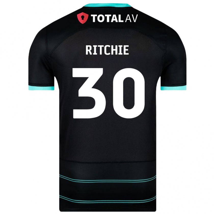 Kandiny Gyermek Matt Ritchie #30 Fekete Idegenbeli Jersey 2024/25 Mez Póló Ing