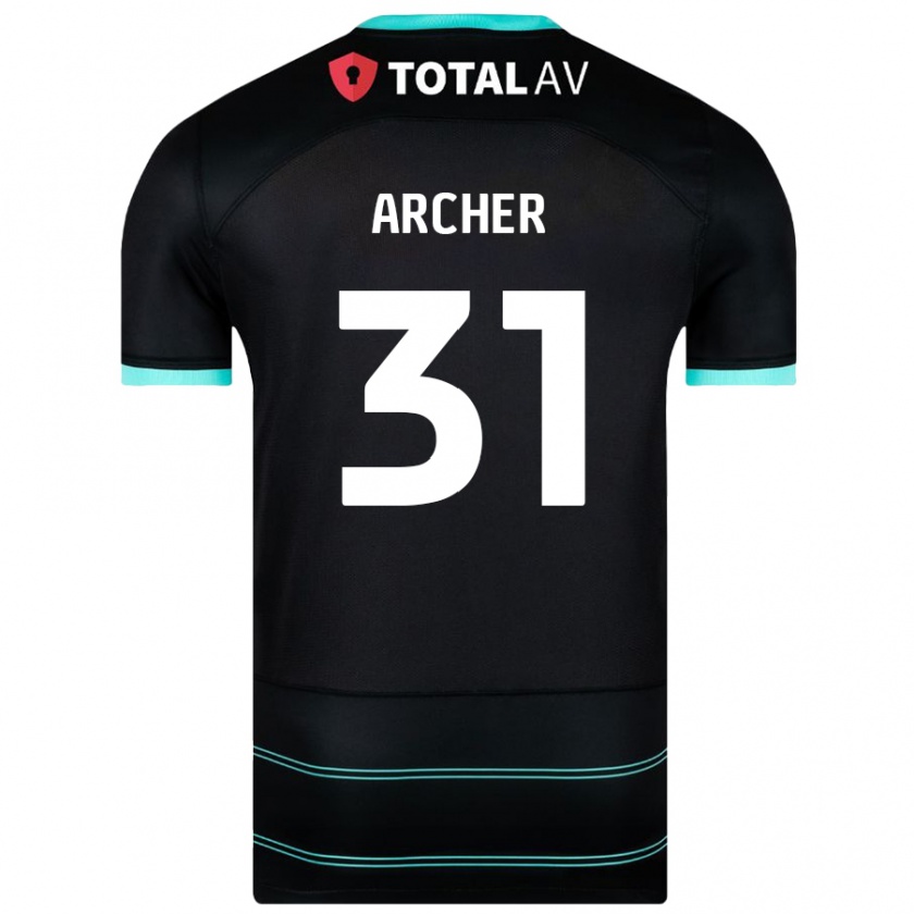 Kandiny Gyermek Jordan Archer #31 Fekete Idegenbeli Jersey 2024/25 Mez Póló Ing