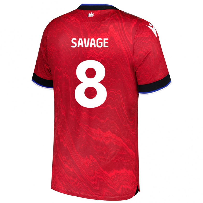 Kandiny Gyermek Charlie Savage #8 Piros Fekete Idegenbeli Jersey 2024/25 Mez Póló Ing