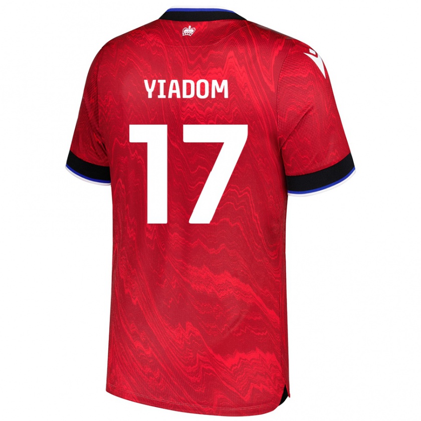 Kandiny Gyermek Andy Yiadom #17 Piros Fekete Idegenbeli Jersey 2024/25 Mez Póló Ing