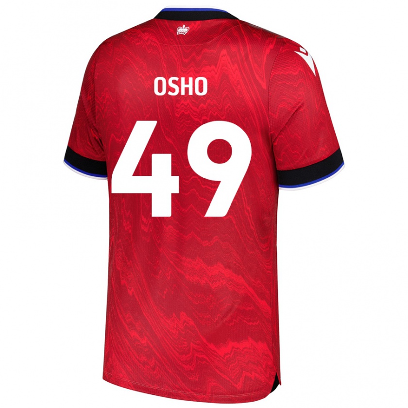 Kandiny Gyermek Emmanuel Osho #49 Piros Fekete Idegenbeli Jersey 2024/25 Mez Póló Ing