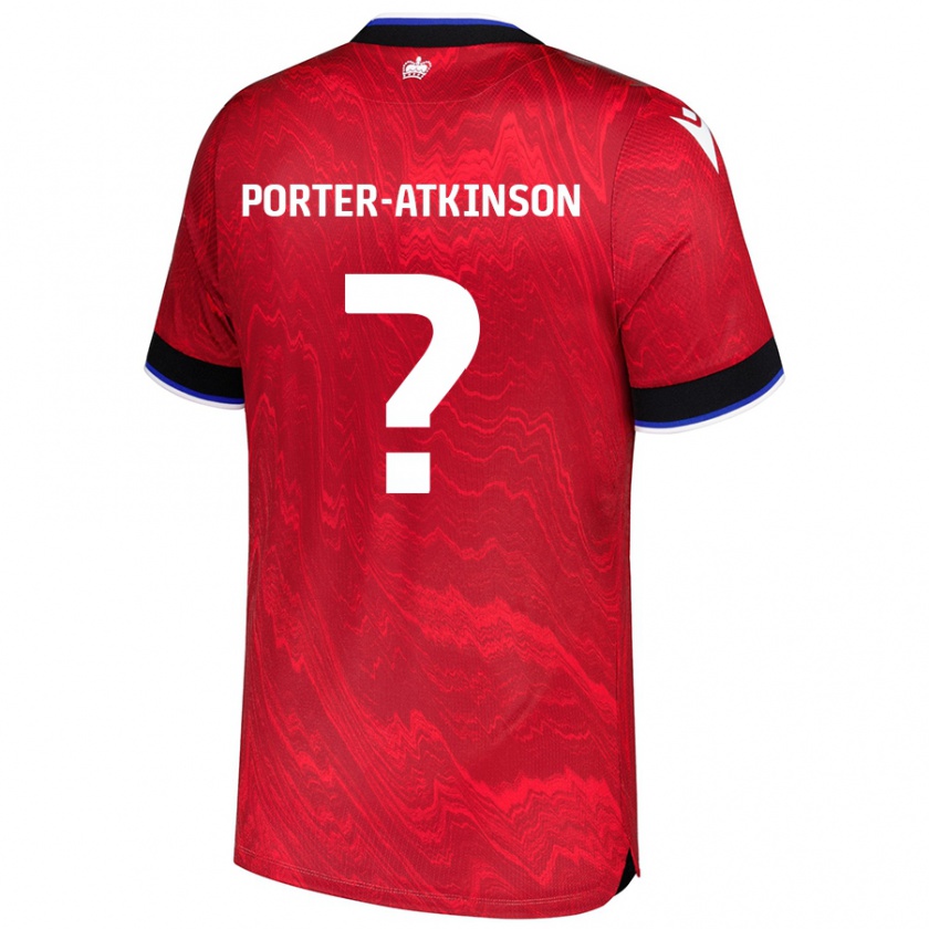 Kandiny Gyermek Jayden Porter-Atkinson #0 Piros Fekete Idegenbeli Jersey 2024/25 Mez Póló Ing