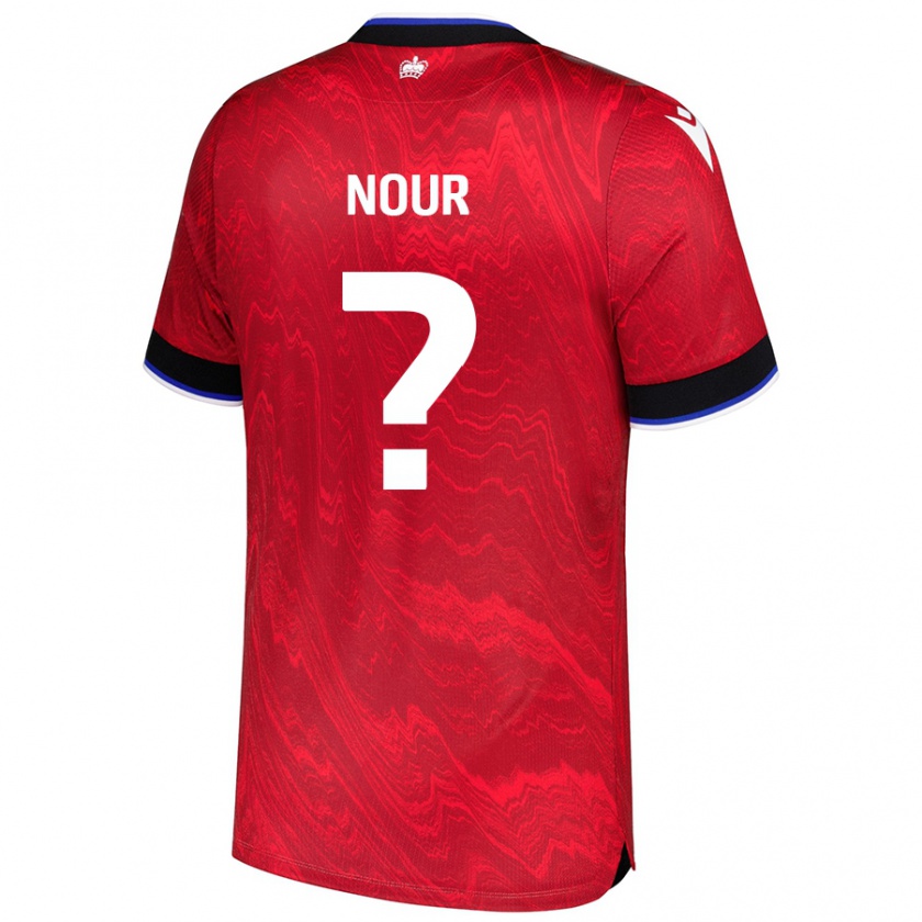 Kandiny Gyermek Aaron Nour #0 Piros Fekete Idegenbeli Jersey 2024/25 Mez Póló Ing