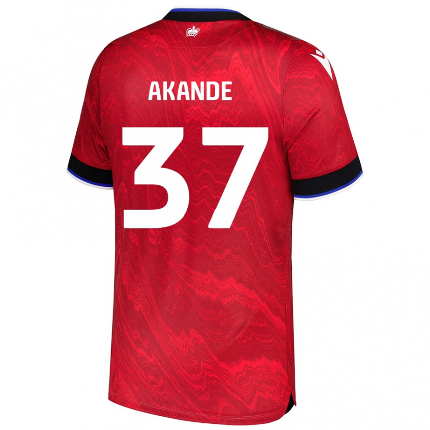 Kandiny Gyermek Adrian Akande #37 Piros Fekete Idegenbeli Jersey 2024/25 Mez Póló Ing