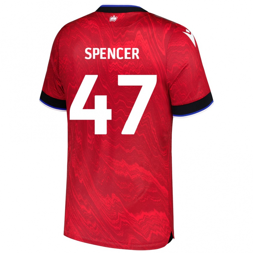 Kandiny Gyermek Shay Spencer #47 Piros Fekete Idegenbeli Jersey 2024/25 Mez Póló Ing