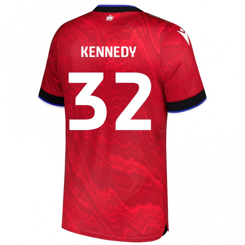 Kandiny Gyermek Stevie Kennedy #32 Piros Fekete Idegenbeli Jersey 2024/25 Mez Póló Ing