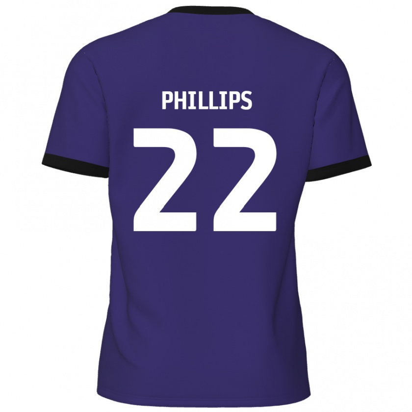 Kandiny Gyermek Daniel Phillips #22 Lila Idegenbeli Jersey 2024/25 Mez Póló Ing