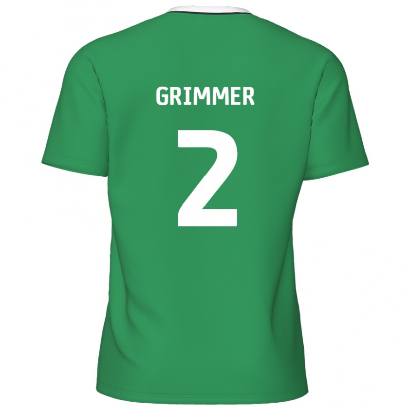 Kandiny Gyermek Jack Grimmer #2 Zöld Fehér Csíkok Idegenbeli Jersey 2024/25 Mez Póló Ing