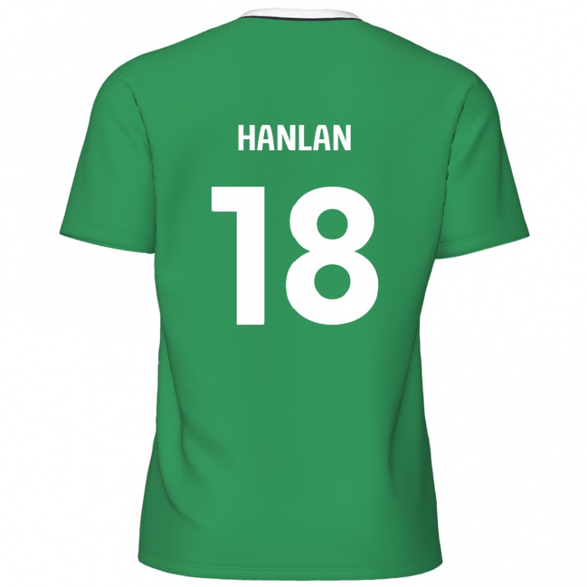 Kandiny Gyermek Brandon Hanlan #18 Zöld Fehér Csíkok Idegenbeli Jersey 2024/25 Mez Póló Ing