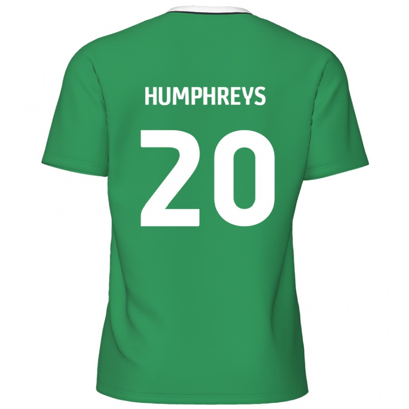 Kandiny Gyermek Cameron Humphreys #20 Zöld Fehér Csíkok Idegenbeli Jersey 2024/25 Mez Póló Ing