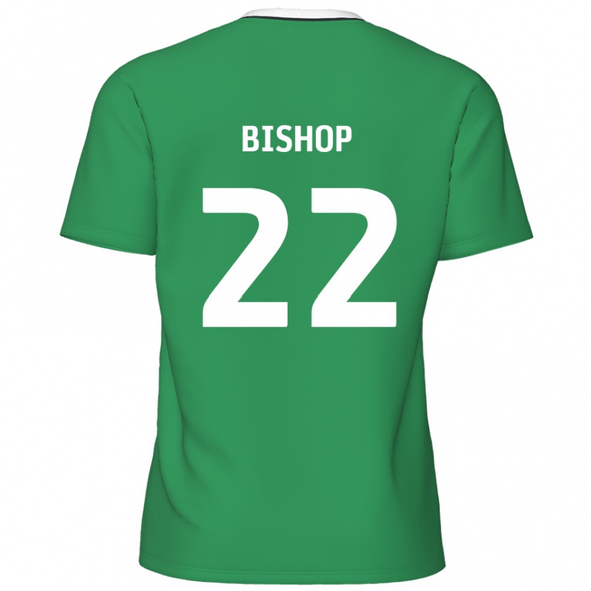 Kandiny Gyermek Nathan Bishop #22 Zöld Fehér Csíkok Idegenbeli Jersey 2024/25 Mez Póló Ing